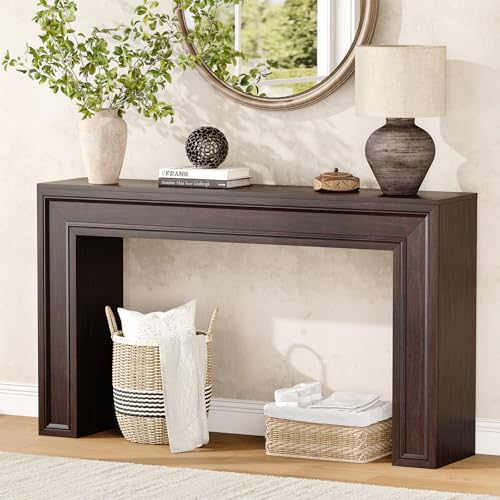 Rresyet 55 Inch Long Console Table, Sofa Table Behind Sofa, Wooden Entryway Table, Farmhouse Entryway Table for Entry, Hallway, Living Room (Cherry) - color: Cherry