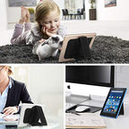 Fintie Universal Tablet Hand Strap Holder - [Dual Stand Supports] Detachable Padded Hook & Loop Fastening Handle Grip with Adhesive Patch for iPad/Galaxy Tab and All 7-11" Tablets, Black - color: Black