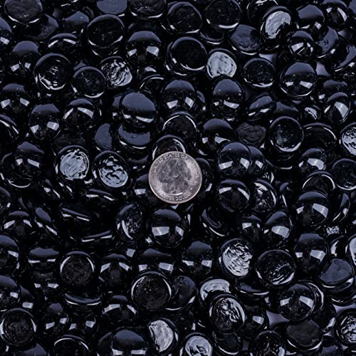 Galashield Flat Glass Marbles for Vases Black Stone Glass Gems Beads Pebbles Vase Filler (1 LB, Approx. 105 PCS) - color: Black, size: 1 LB