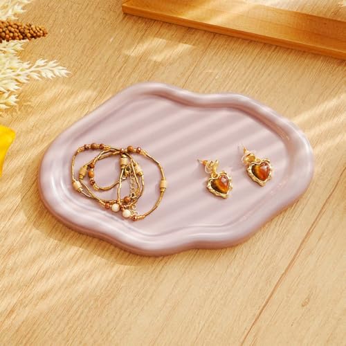 Gifts For Women Small Cloud Ceramic Jewelry Dish Tray, Vanity Ring Dish Ceramic Trinket Ring Holder, Room Decor Aesthetic,Decorative Cloud Vanity Key Tray Present for Wife Mom Daughter (Cloud-Purple) - style: Cloud-Purple