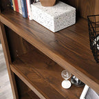 Sauder 5 Tier Book Shelf Wooden Bookcase Multipurpose Bookshelf for Home Office, Living Room, in Grand Walnut - color: Grand Walnut