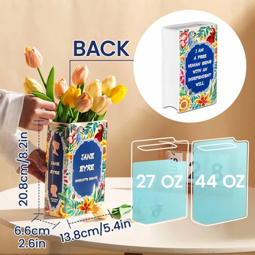 Ceramic Book Vase Flowers - 8 "Watertight and Leak-Proof Vases, Aesthetically Decorated Rooms, Perfect Bookshelves, Bedroom, Office and Home Decor, Lovely Gift Book Lovers - color: Forest