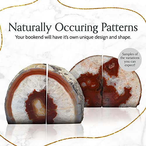 Nature's Decorations Brown Agate Bookends – A+ Grade Geode Heavy Duty Decorative Stone Crystal Book Ends for Shelves & Bookcases, Natural Polished Bookshelf Decor, 1 Pair 6-8Lbs - color: Brown, size: A+ Grade 6 - 8 Lbs