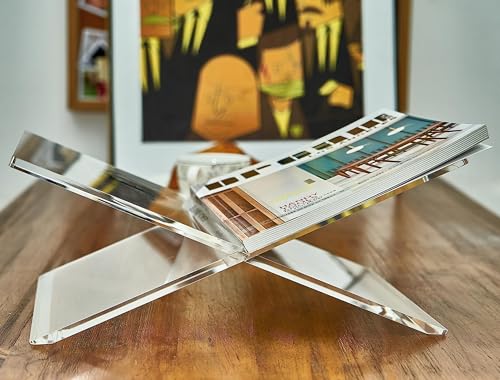 Honygebia Clear Acrylic Book Stands - Cross Frame Acrylic Book Holder, Open Bookstand for Display and Reading, Suitable for Art, Bible, Cookbook, Easel, Magazine, Textbooks 12.5" x 9.5" x 5.5" - color: Clear