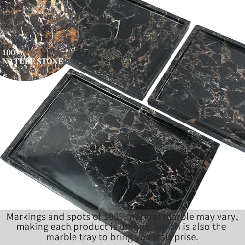 100% Natural Marble Serving Tray Luxury Calaccata Viola Marble Storage Tray for Home Decor Stone Tray for Bathroom/Kitchen/Vanity/Dresser,Plate Holder for Tissues, Candles, Towel - color: Marble Tray-athens Gold