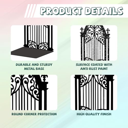 Peacoblue Metal Bookends for Shelves, Modern Decorative Heavy Duty Study Book Support Stoppers for Office, Desk, Shelf, Room 5.3"x4.3"x7.3" Cast Iron Simple Tall Bookends, 1 Pair (Gothic Gate) - style: Gothic Gate