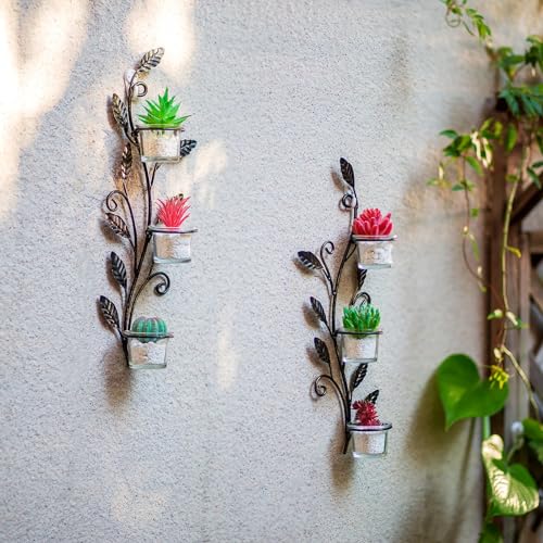 Sziqiqi Wall Sconces Candle Holder - Wall Candle Holder Black Tea Light Candle Sconce Vintage Wall Sconce Set of 2 for Living Room Wall Mount Candle Sconces for Bathroom Dining Room