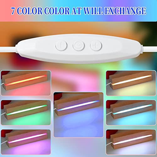 EATAKWARD 4 Pcs 5.9" Wood Rectangle Light Display Pedestal, Wooden LED Display Base Dimmable Colorful Lights Lamp Stand with USB Cable for Acrylic, Crystal, Night Light, Glass Resin Art - color: Inner Slot, Square Base