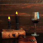 CVHOMEDECO. Real Wax Hand Dipped Battery Operated LED Timer Taper Candles Rustic Primitive Flameless Lights Décor, 6-3/4 Inch, Matt Black, 6 PCS in a Package - color: Matt Black 6 PCS
