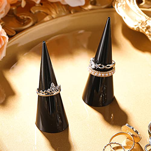 Jetec Clear Acrylic Crystal Ring Holder Acrylic Ring Display Jewelry Holder Wedding Display Cone Support Single Finger Rings Showcase Stand for Jewelry - color: Black, Transparent, White
