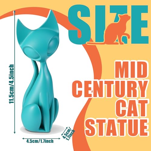 AceOrbit 3pcs Mid Century Modern Decor Medieval Table Decor Resin Cats Orange Blue and Yellow Resin Cats for Home Desktop Sculpture Office Table Desktop Bookshelf Mantelpiece Shelf Centerpiece - style: Cat