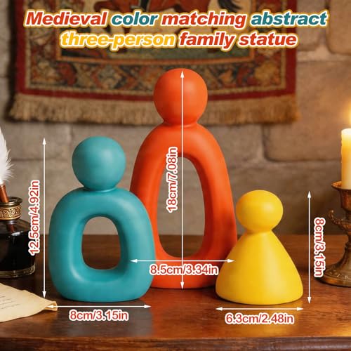 Youyole Abstract Family of 3 Figurines Sculpture Modern Home Decor Love Sculpture Home Decorative Accents Abstract Decorative Statue for Living Room Office Table Shelves Decorations (Medieval Color) - color: Medieval Color