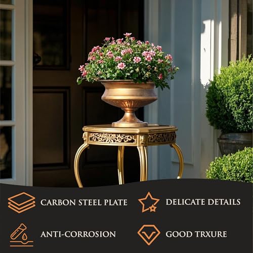 WORTH 8" H. Gold Color Urn Vase for Centerpieces, 11.8" Dia. Classic Metal Trumpet Small Flower Pot for Table, Bowl Vase for Wedding Party Event Home Decor - color: Gold, size: Short - 1 Pack