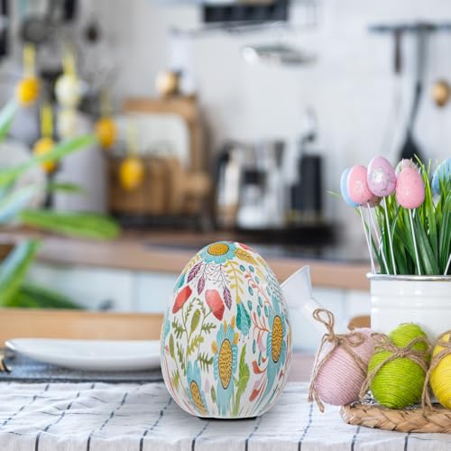 MyGift 6 Inch Tall Resin Decorative Egg with Vibrant Pastel Artistic Floral Print, Spring Pattern Home Decor Small Tabletop Centerpiece Easter Decoration - color: Vibrant Pastel