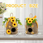 nuvagiki 2 Pack Bee Hive Decor, Farmhouse Bee Decorations with Sunflower, Rustic Bumble Bee Tiered Tray Decor for Kitchen Table, Spring Summer Home Decor