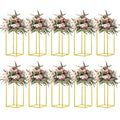 10 Pcs 15.75inch Gold Wedding Flower Vase Metal Column Flower Stand, Geometric Centerpieces Vase for Table, Home Party Wedding Decorations - size: 15.75 Inches - 10 pcs