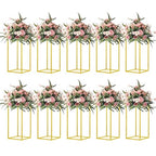 10 Pcs 15.75inch Gold Wedding Flower Vase Metal Column Flower Stand, Geometric Centerpieces Vase for Table, Home Party Wedding Decorations - size: 15.75 Inches - 10 pcs
