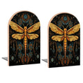 Mandala Dragonfly Book Ends Decorative Wood Bookends for Shelves Kids Room Desk Home Office Book Stoppers for Magazines,Books, DVDs, 1 Pair/2 Pieces(5x3.1 in)