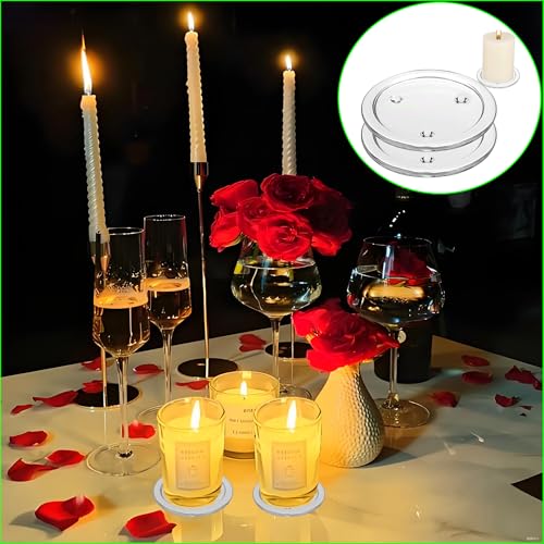 3 Pack Clear Glass Candle Plates Candle Tray Candle Holder,3 inch Transparent Round Pillar Plates for Dining Table Wedding ，Small Round Candlestick for Pillar Candle - size: 3in