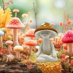 Meditation Mushroom Resin Statue - Cute Meditation Mushroom Statue for Desk Living Room Resin Figurine for Home Patio Office Decoration Cute Plant Statues for Tabletop Garden Backyard Decor - style: Mushroom