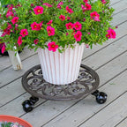 Sungmor Heavy Duty Cast Iron Plant Caddy,11" Round Potted Plant Stand Flower Pot Rack on 3 Solid Wheels,Indoor Outdoor Planter Holder Trolley Casters Rolling Tray - color: 1-Tier Caddy & 3.1Inch Tall