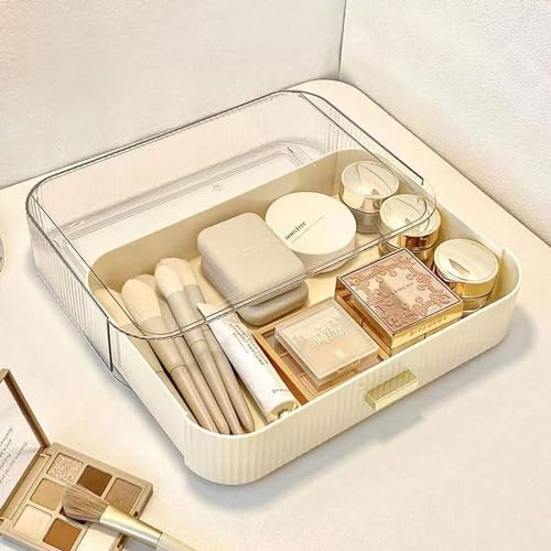 MIUOPUR Stackable Makeup Organizer Drawers, Bathroom Vanity Organizers and Storage, Ideal for Desk and Dresser Countertops, Great for Cosmetics, skincare, Lipsticks, Nail Care -Cream - color: Cream, size: Drawer Only