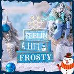 Yuntau 4 Pcs Winter Wooden Tabletop Decor Christmas Snowflake Tiered Tray Decor Rustic Wood Block Sign Gift Winter Centerpiece for Shelf Office Farmhouse Table Frozen Birthday Party Decoration - style: Snowflake