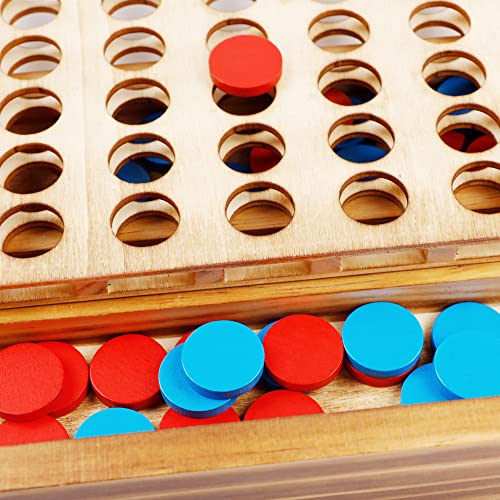 Glintoper Shut The Box & 4 in a Row Tables Game Set, Classic Wood Dice Game with Numbers & Line Up 4 Game for Kids Family, Living Room Rustic Coffee Table Decor, Travel Game Strategy Board Games - style: Shut The Box & 4 in a Row