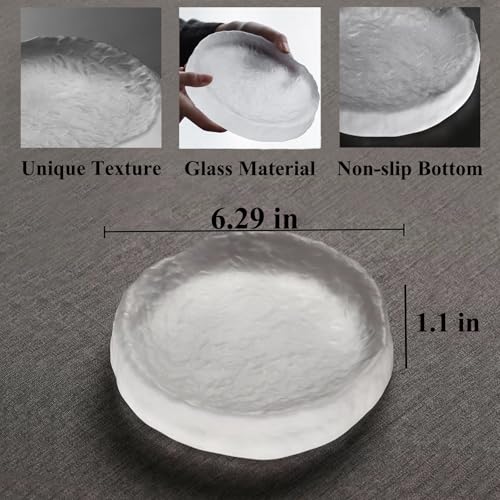 Crystal Jewelry Dish Tray, 6.29" Round Glass Trinket Dish for Vanity Small Decorative Trinket Dishes for Rings Earrings Necklaces Bracelet Watch Keys, Birthday Mother's Day Christmas for Women - color: Clear