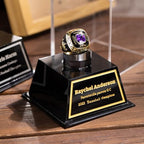 BYFDIY Custom Championship Ring Display Case Acrylic Baseball Ring Holder Personalized Name Rings Display Case for Football Softball Basketball Sport Size 3×3×3.5INCH
