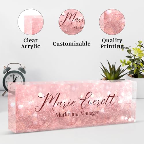 Desk Name Plate Personalized, Custom Name Plate for Office Desk Decor for Women & Men, Custom Office Gifts Employee Appreciation Gifts for Boss, Manager, Nurse, Lawyer, Teacher - color: Crystal 1