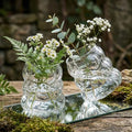 2PCS Small Bubble Glass Bud Vase: Light Weight Short Wide Mouth Crystal Clear Vase - Mini Aesthetic Funky Vase for Hydroponic Plants, Dried Flowers, Table Centerpiece, Coffee Side & Desk Modern Decor
