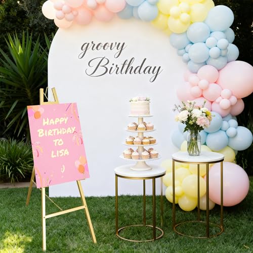 Gold Easel Stand for Wedding Signs,No Assembly Needed-46.7' Heavy Duty Adjustable Wedding Easel with Tool-Free Knobs&Adjustable Chains, Fits Welcome Signs, Posters, Paintings, Events & Art Displays