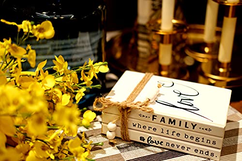 LIVDUCOT Wooden Decorative Books Stack for Coffee Table Faux Book Stack for Decoration Love Family Where Life Begins Modern Farmhouse Decor White Book Decor for Shelf 7X 5.5X 2.5' - color: Family