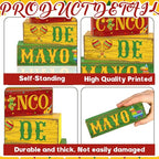 Yuntau 4 Pcs Cinco De Mayo Decorations Wooden Mexican Table Farmhouse Cinco De Mayo Tiered Tray Decor Fiesta Stacked Blocks Tabletop Decorative Book Mexican Centerpieces for Carnival Shelf Home - style: Cinco De Mayo