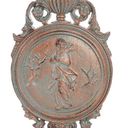 Sungmor Ornate Cast Iron Wall Art Plaque – Classical Woman Relief in French Country Style, Decorative Wall Sculpture - Vintage Hanging Décor for Home, Garden, or Patio – Rustic Black Finish - color: Red Copper & A
