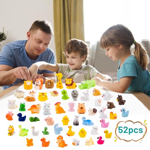 52pc Mini Resin Animal Figurines Set - Enchanted Fairy Garden & Desktop Decor, Eco-Friendly Collectible Gift | Vibrant Miniature Resin Animals for Moms, Women & Nature Lovers