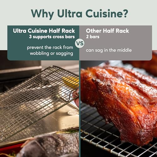 Ultra Cuisine Stainless Steel 8.5 x 12-inch Cooling and Baking Rack - Oven-Safe - Dishwasher-Safe - Heavy Duty - Tight Wire Bake for Oven Cooking - Quarter Sheet Pan - Ideal as Roasting Rack - size: 8.5" x 12.0" 1-Pack