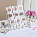 Acrylic Bookmark Display Stand, Portable Sticker Holder for Vendor Events Retail, 4 Tier Clear Display Shelf Rack for Greeting Card, Postcards, Brochures