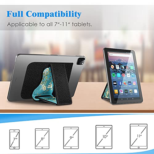 Fintie Universal Tablet Hand Strap Holder - [Dual Stand Supports] Detachable Padded Hook & Loop Fastening Handle Grip with Adhesive Patch for iPad/Galaxy Tab and All 7-11" Tablets, Blossom - color: Blossom