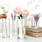 Brajttt Glass Cylinder Vase,10 Pack Glass Flower Vases,Hurricane Floating Candle Vases for Centerpieces Tables,Tall Cylinder Clear Vase for Centerpieces Wedding Party Home Décor