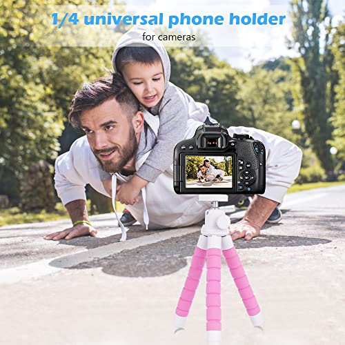 Ubeesize Portable Tripod Stand with Wireless Remote & Clip, Flexible Phone Holder for Video Recording (Pink) - color: Pink, style: Standard