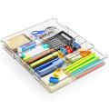 Yieach Expandable Desk Drawer Organizer Tray,1.8 Inch High Junk Drawer Organizer for Kitchen,Clear Shallow Office Drawer Organizers With 10 Compartments for Pencil,Pen,Office Supplies and Accessories - size: M-9.3 to 15.6x12.6x1.8 In