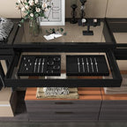 Oirlv 4 in 1 Black Premium Leather Multifunctional Jewelry Display Tray for Rings,Earrings and Bracelets Organizer and Storage - style: P01708