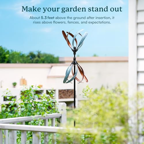Wind Spinners Outdoor – Metal Large Wind Spinner with Stake for Yard and Garden, Garden Wind Sculptures & Spinners, Ideal Gift for Family (13'' W x 70.5'' H) - size: 70.5*13*13 inches