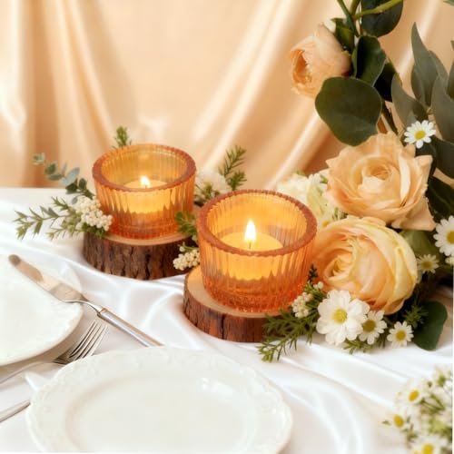 2pcs Tea Light Candle Holders Glass Votive Candle Holders Table Centerpiece for Wedding Birthday Home Decor (Gold) - color: Gold