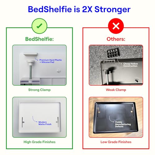 BedShelfie Bedside Shelf for Dorm Room Bunk Bed & Top Bunk, College Dorm Room Essentials, Bedside Caddy, Clip on Floating Desk Tray, Bed Side Table Storage, Loft Nightstand Decor - Cable Catch, White - color: White, size: CableCatch (Hard Plastic 12.5 x 9