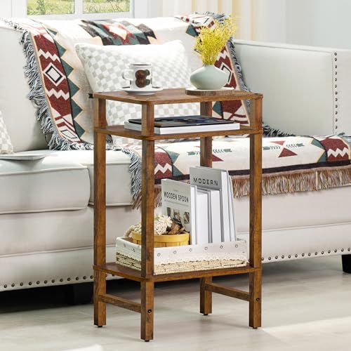 YUFAM Side Table End Table Tall Night Stand 3-Tier for Living Room Bedroom Bathroom Office Furniture Brown - color: Brown, size: 3 Tier