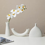 7 inch Ceramic Bud Vase Tall Conic Flower Single Stem Vase Small Bud Decorative Floral Vase Home Decorative Floral Centerpiece for Wedding Office (White)
