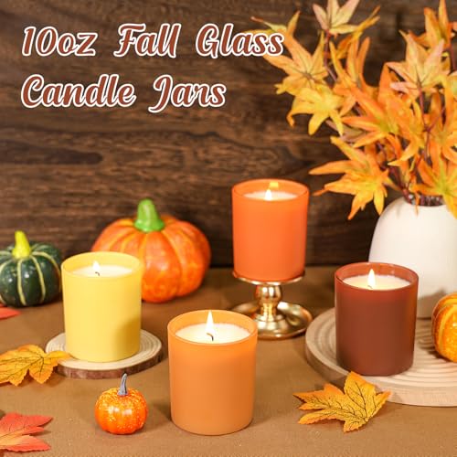 SUPMIND 12 Pack Glass Candle Jars-10oz Fall Empty Candle Jars with Bamboo Lids and Sticky Labels, Bulk Candle Jars for Making Candles Containers - Dishwasher Safe - color: Fall, size: 10oz
